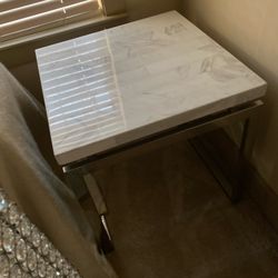 Marble Table, End Table And Green Velvet Chair