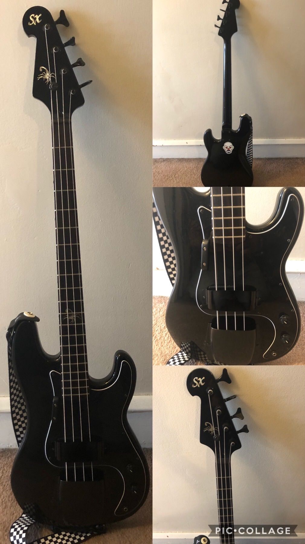 SX Bass Guitar with scorpion inlays