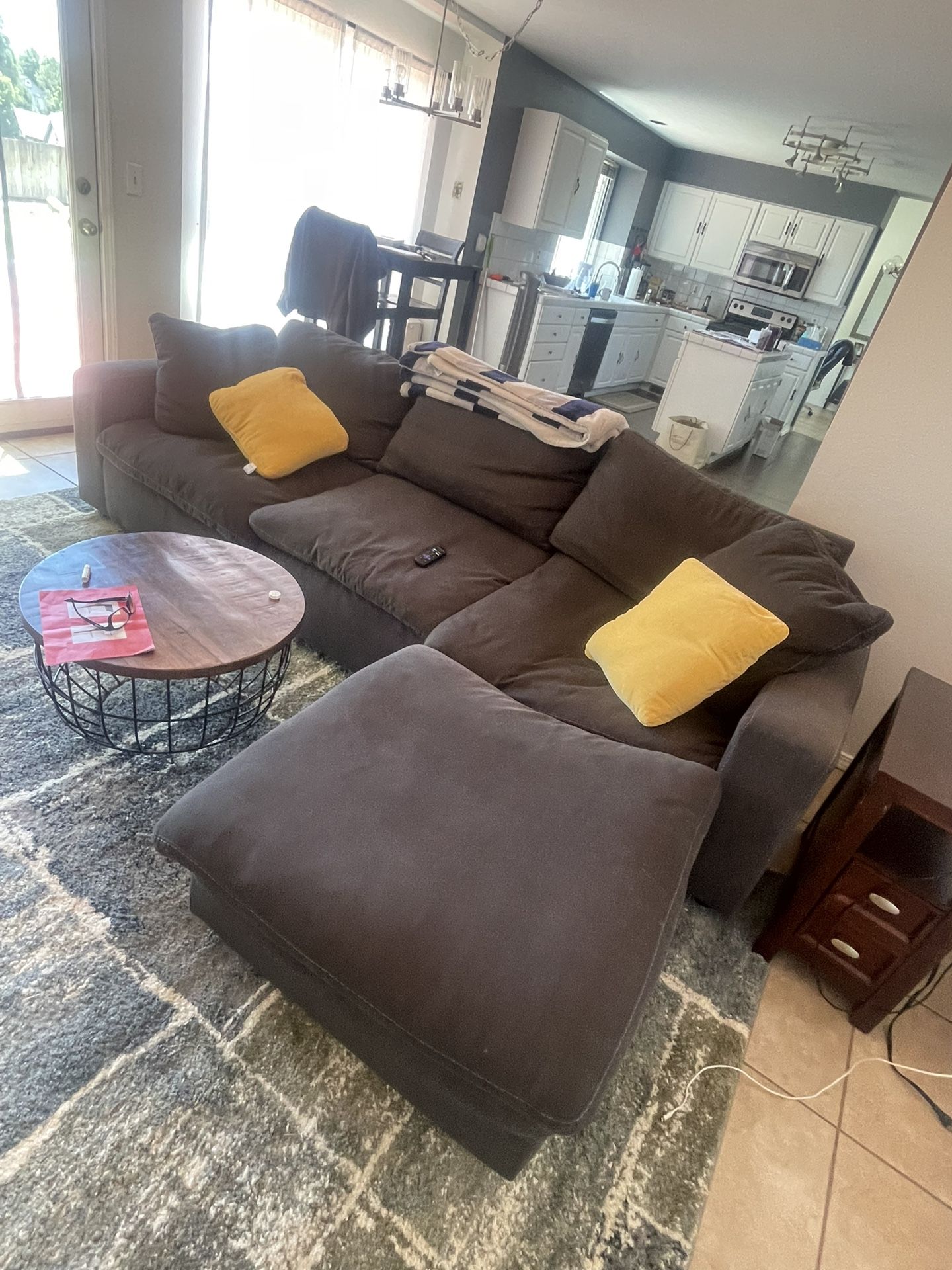 Charcoal Sofa With Ottoman