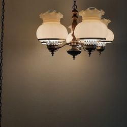 Vintage Western White Glass Hanging Celing Light 