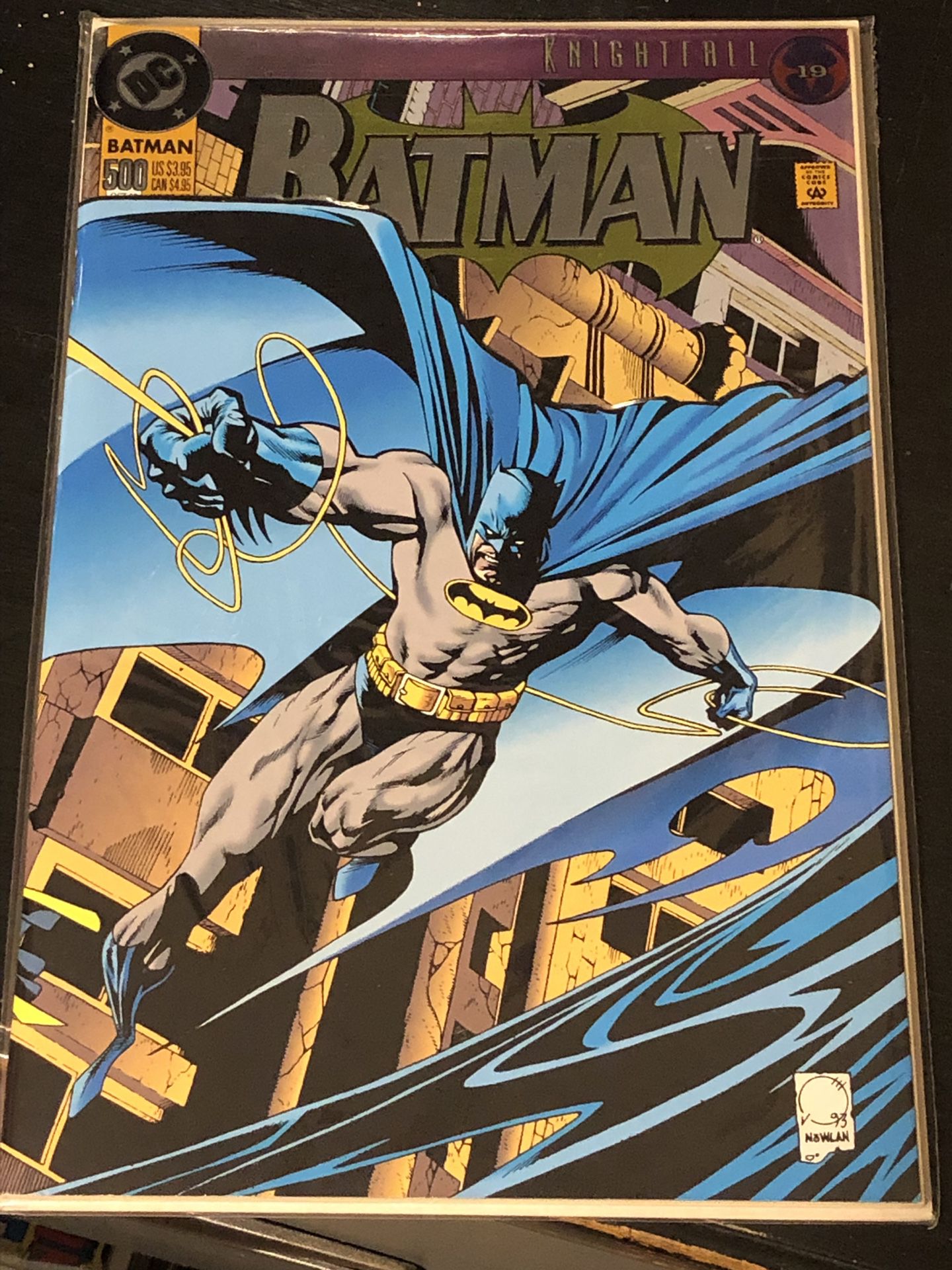 DC Comics BATMAN #500 Knightfall “ New Suit “ comic book with bag & board