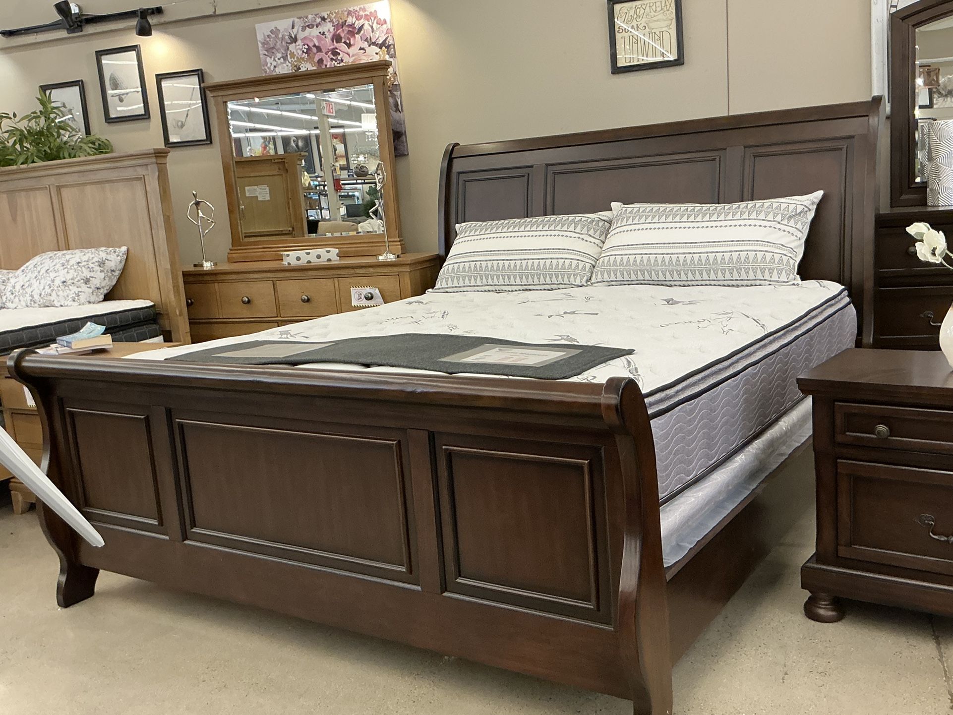 King Bedframe, Dresser, Mirror And Nightstand