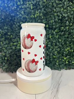 Baseball mama glass cup