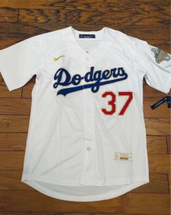 White gold blue Los Angeles dodgers teoscar Hernandez opening day jersey