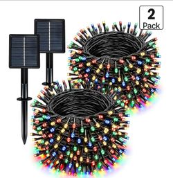 Solar String Lights Outdoor Waterproof 2 Pack Total 66ft 200LED Multicolor
8 Modes Twinkle Lights