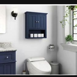 Fremont 23 in. W x 7 in. D x 26 in. H Bathroom Storage Wall Cabinet in Navy Blue!!