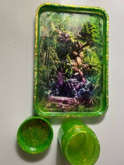 Custom rolling tray w/ stash jar