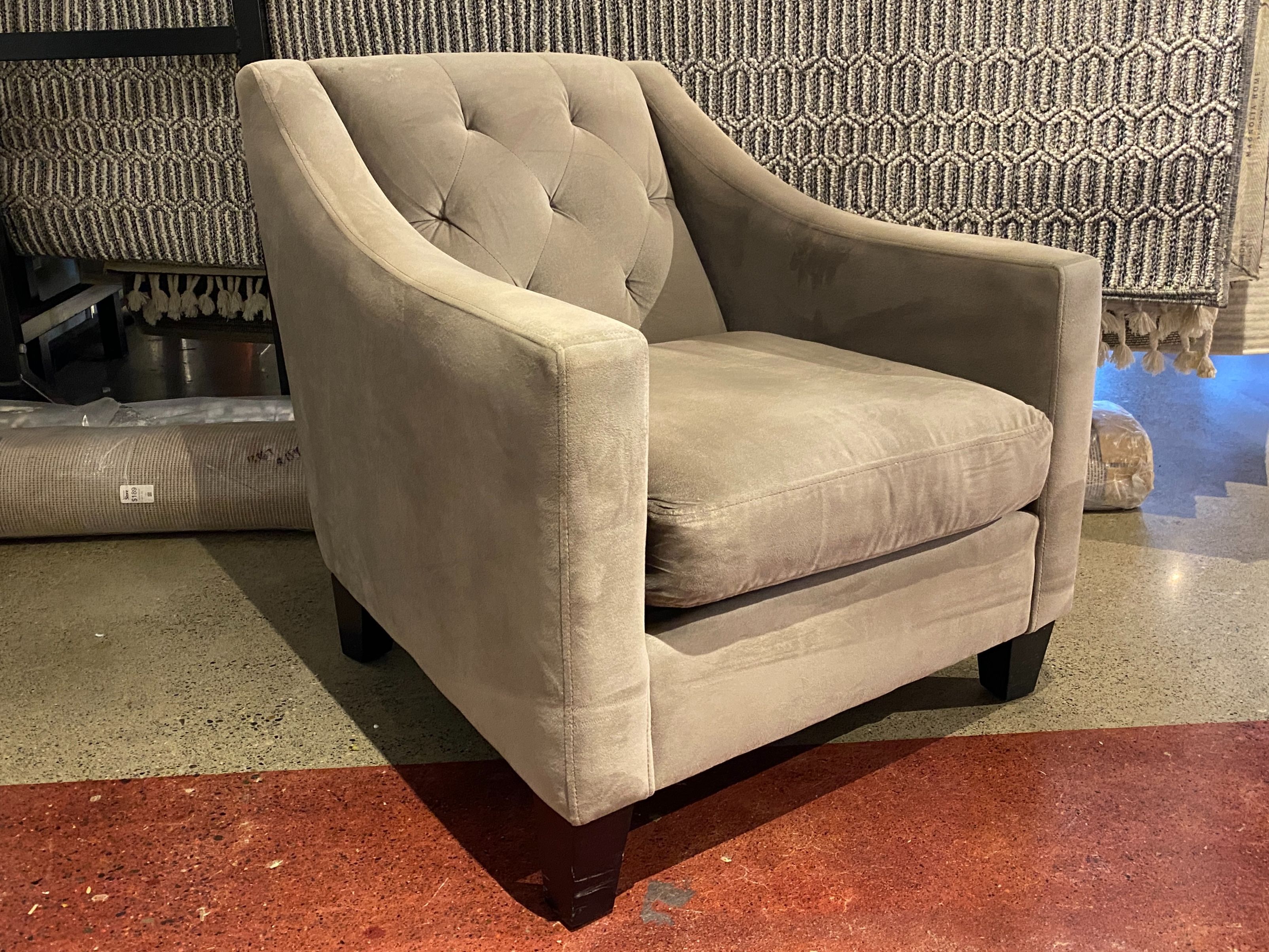 MAXHOME Plush Neutral Warm Grey Tufted Armchair