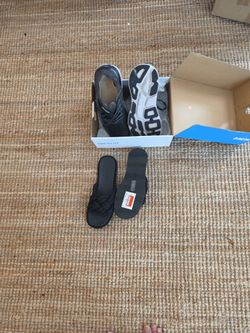Black Slide Sandals with Braided Strap