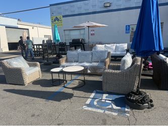Better Homes & Gardens River Oaks Outdoor Sofa and 2 Nesting Tables with Patio Cover, Natural the two smaller ones are not the same color as the large