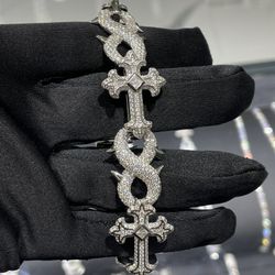 Moissanite Cross Infinity Bracelet Pass Diamond Tester