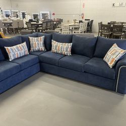 Blue Sectional Sofa Set