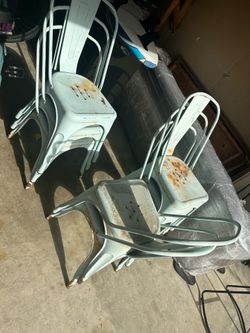 Set of 8 Industrial Steel Chairs