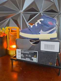 Nike Air Jordan 1 Mid SE EasyOn (TD) – Midnight Navy/Atmosphere Grey – Toddler Size 6C – New in Box