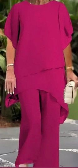 Summer Fashion Chiffon Ladies Plus Size Two Piece Set