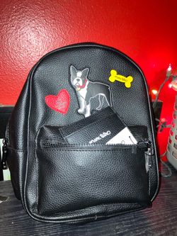 MARC TETRO Frenchie Dog Backpack Purse Bag + Credit Card Holder Wallet - NEW w/ Tag Designer Set