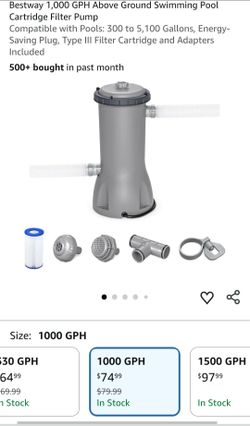 Bestway 1,000 GPH Above Ground Swimming Pool Cartridge Filter Pump