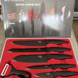 Kunsion 6 Piece Knife Set Marbke Coating - Black