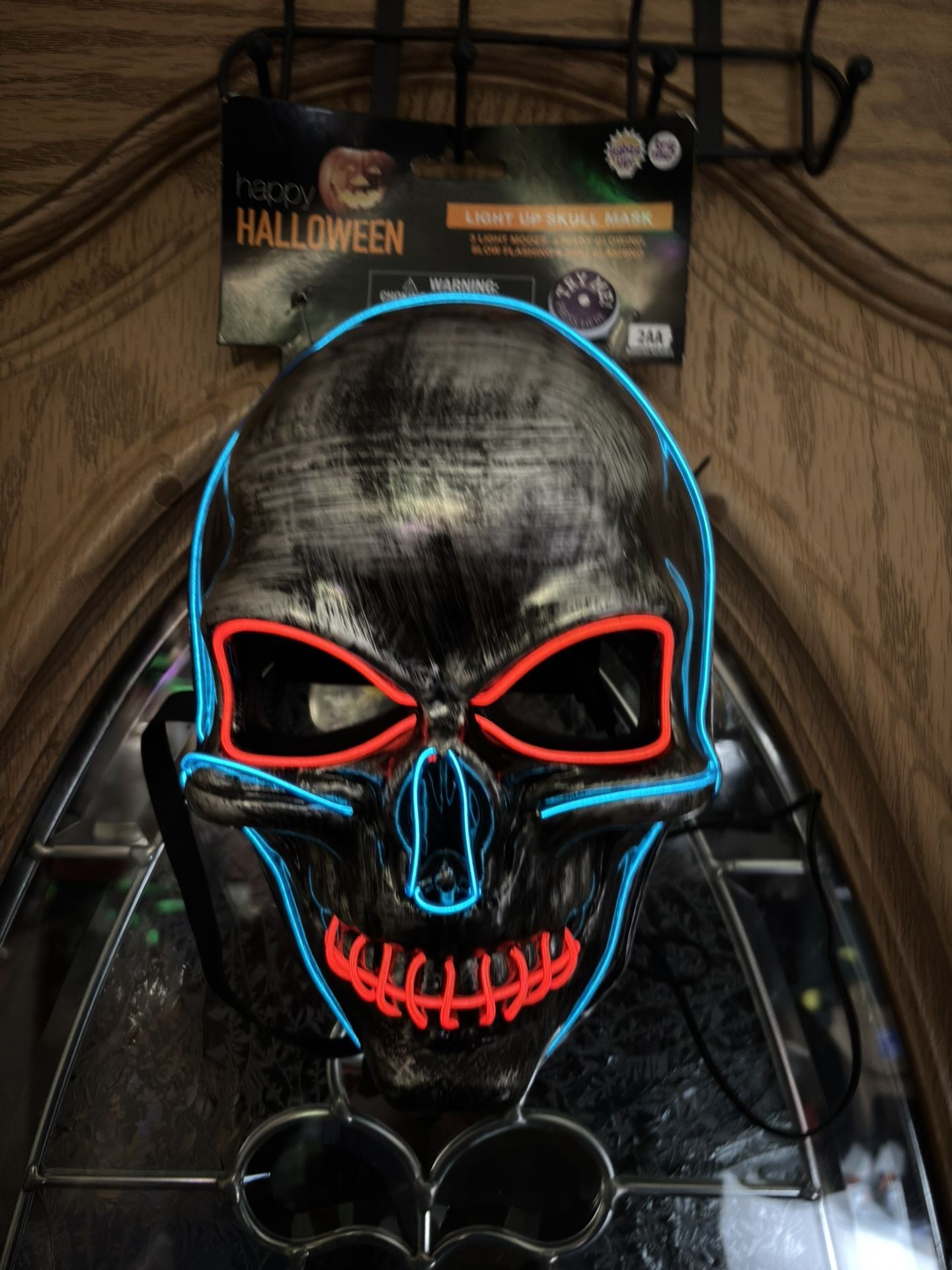Happy Halloween Light Up Skull Mask, Costume Mask, Glow, 3 Light Modes