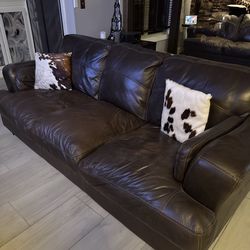 Beautiful Leather Chocolate Sofa, And Loveseat