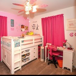 REDUCED Nice Kids space saving solid  white oak twin loft bed, Desk, Dressers-furniture