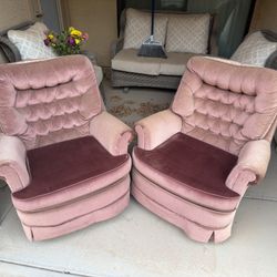 Vintage Blush Armchairs Pair 