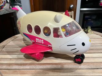 Hello Kitty Jet Plane Airplane Playset Sanrio White Pink Bow 2013 Model 96797