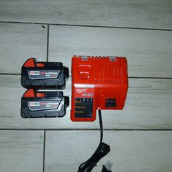Milwaukee M18 2 Battery Xc5.0 And Charger 