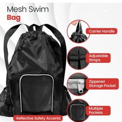 Brand New Swim Bag Black 24 Inches Long | Mesh Beach Backpack with Wet & Dry Compartments | The Ideal Outdoor Gear Organizer-Mesh Adventure Companion 