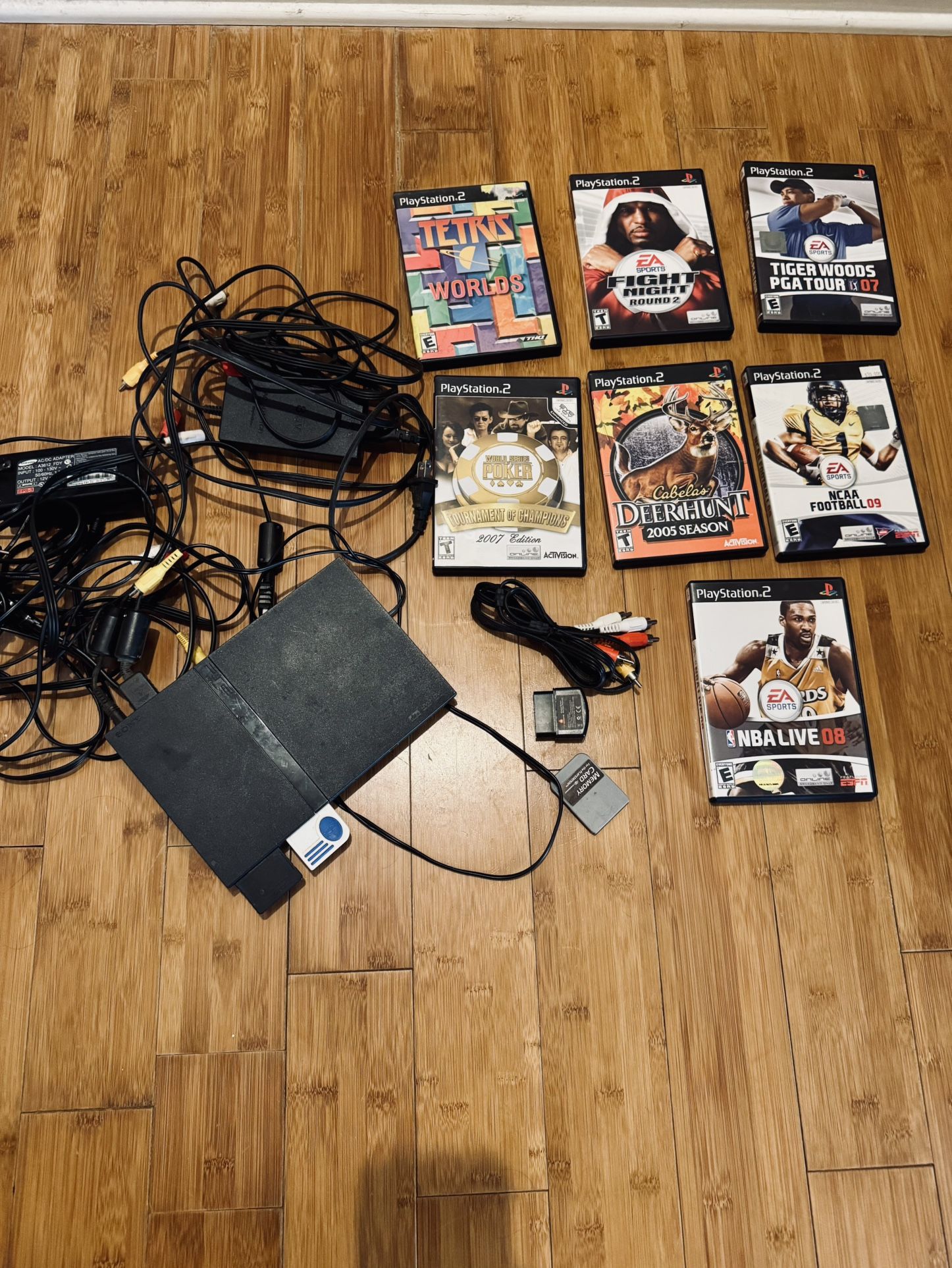 Slim PlayStation 2 Console set with Games and Memory Cards no Controller