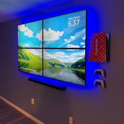 Tv Mounts Fireplace An LED Lights 