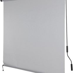 5% Openness Cordless Solar Fabric Roller Shade, 10'W x 8'H Sun Shade for Outdoor Gazebo Pergola Porch Use, 95% UV Protection Blinds, Grey