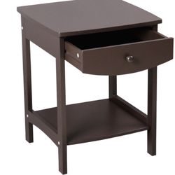 Stop Now End Table, Side Coffee Table with Drawer and Storage Shelf, Nightstand for Bedroom