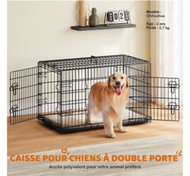 42.1" Foldable Metal Wire Pet Kennel Dog Crate with Divider and Pull-out Tray, Black