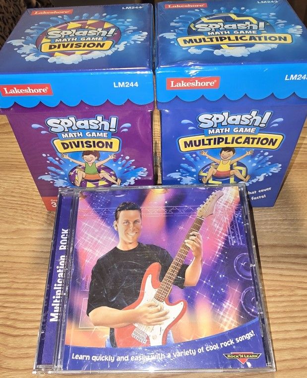 Lakeshore Learning Multiplication Division Splash Game SEALED + Rock N Learn CD