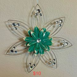 Teal & Gold Flower Wall Decor