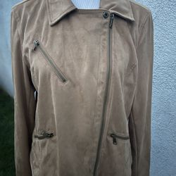 PreOwned Anthropologie Women’s Large Faux Suede Leather Brown Jacket