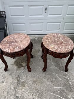 Mahogany Marble Side Tables