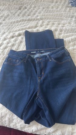 Dark blue jeans mid rise kicker boot cut