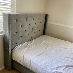 FULL Velvet grey or black bed | NEW IN BOX