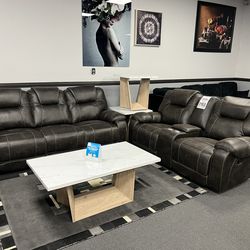2PC Brown sofa & loveseat