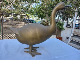 Vintage Solid Brass Goose Figurine