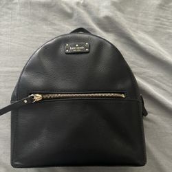 Kate Spade Black mini Backpack Gold Zipper Details
