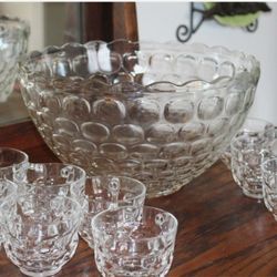 Federal Glass Yorktown Punch Bowl Set