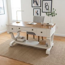 Vintage rustic Lyre Desk- Refinished 