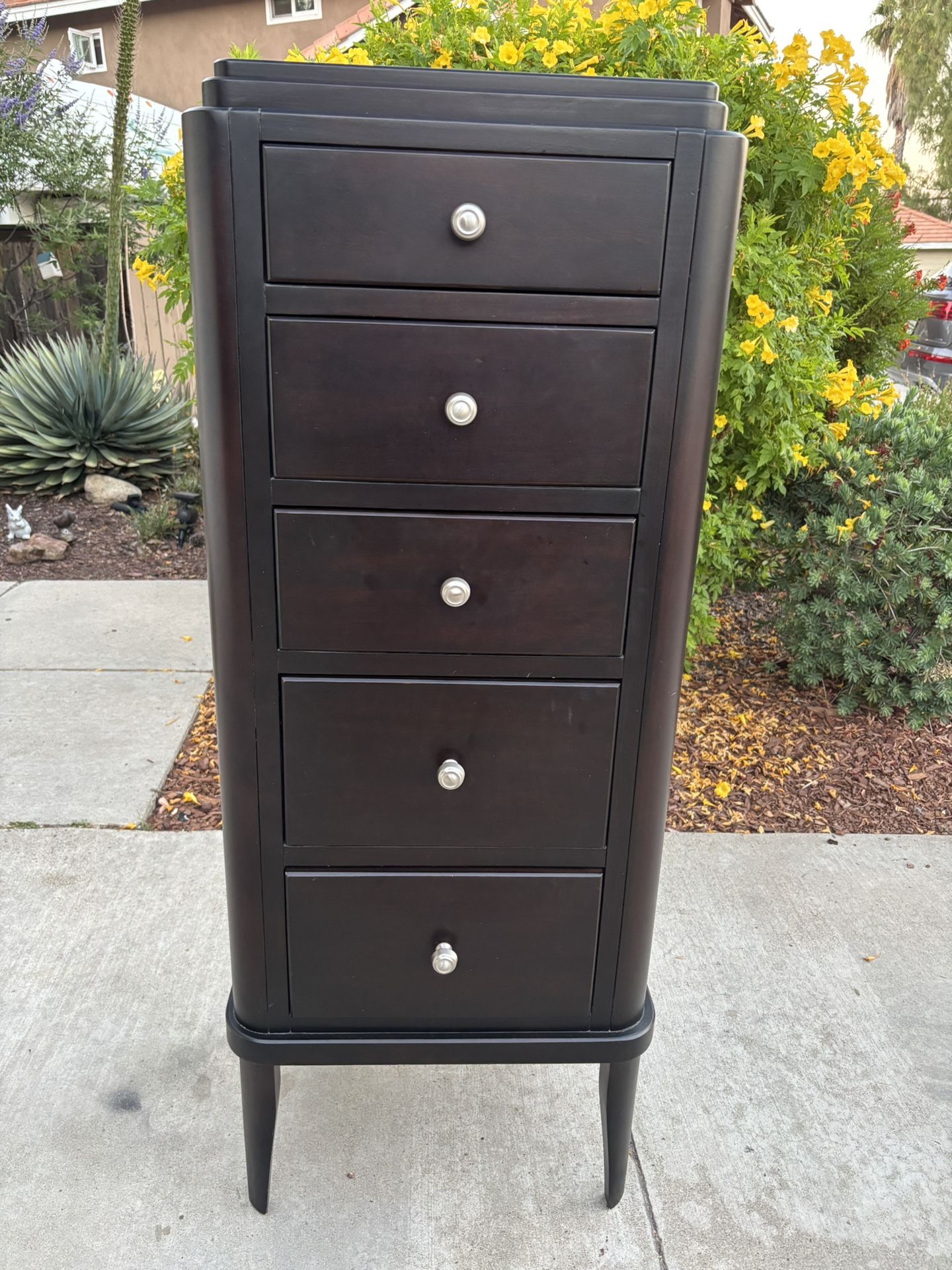 Dark Solid Wood Dresser Chest of Drawers Furniture Great Condition