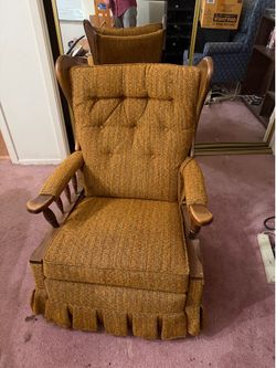 Vintage Mustard Yellow Reclining Rocking Chair with Ottoman