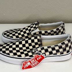 VANS Classic Slip-On (Blur Check) Black/Classic Size 8.5 Mens