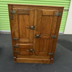 Amazing Antique Cork Wall Ice Chest Cabinet