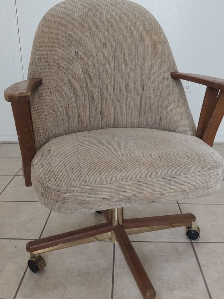 wooden arm swivel chair